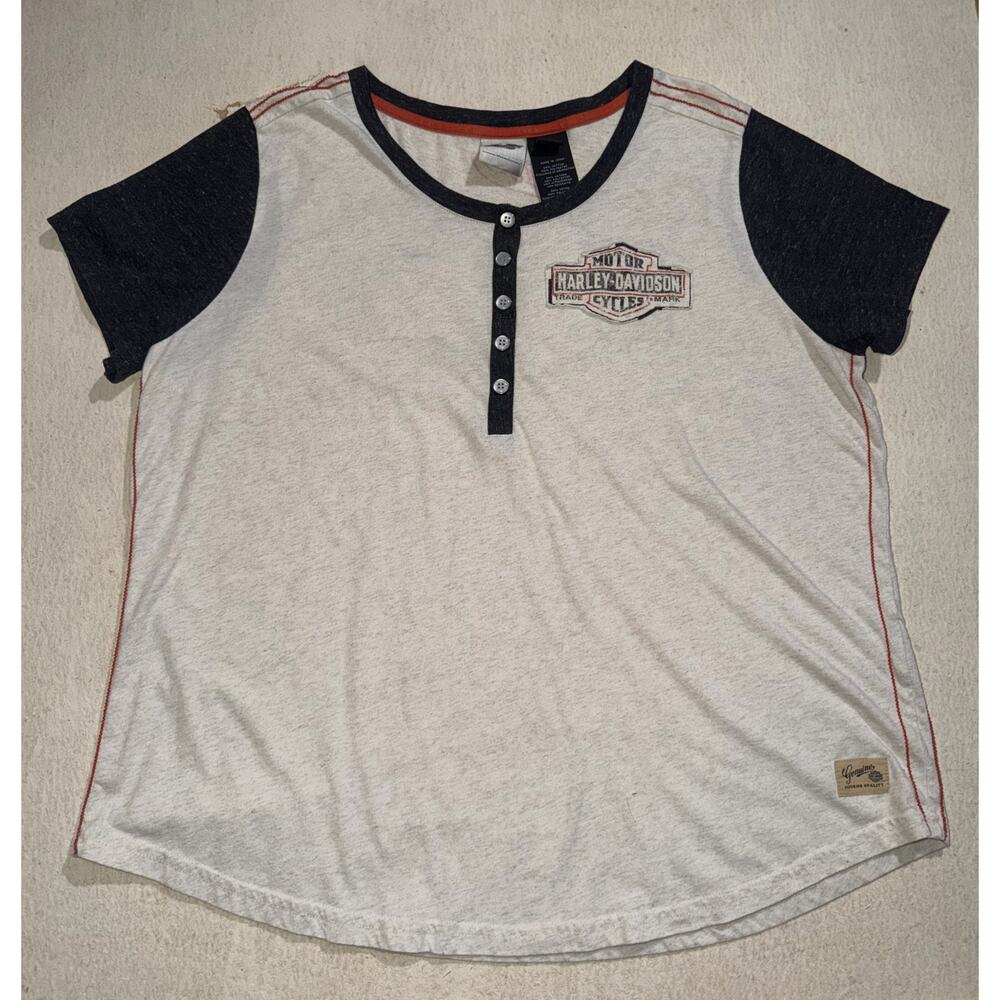 Harley Davidson women’s vintage cream & black short sleeve top - Picture 16 of 16